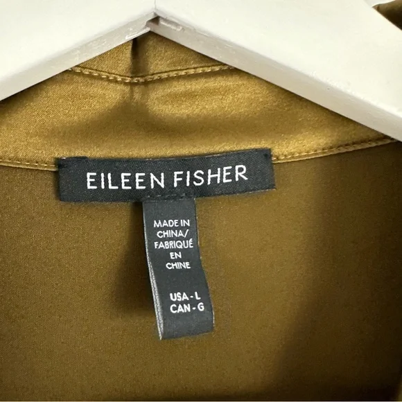 EILEEN FISHER SILK BUTTON UP BLOUSE WOMEN'S SIZE L - Picture 3 of 5